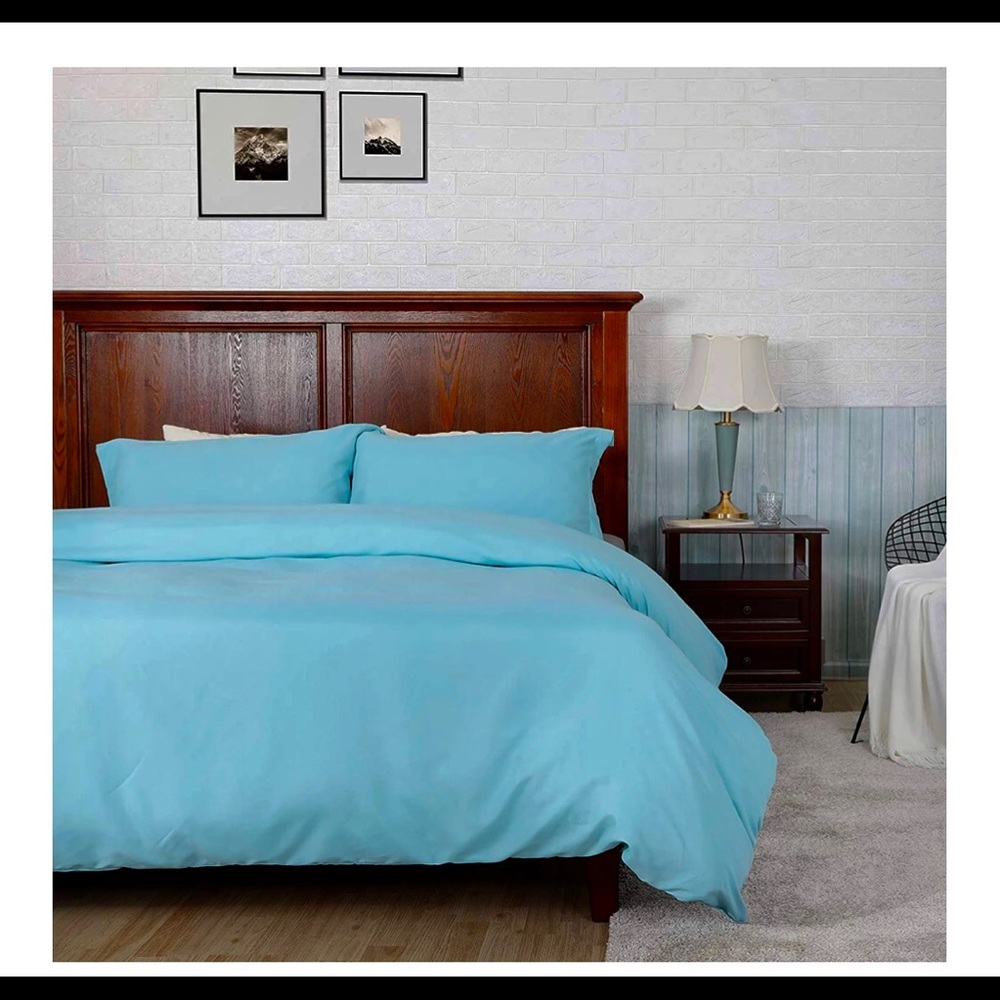 Alpha Home 3pc Duvet Cover Sets Queen Light Blue